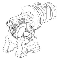 Pneumatický reverzní motor, šneková převodovka, konzole, 1,600 kW, 150 ot/min, 77 Nm