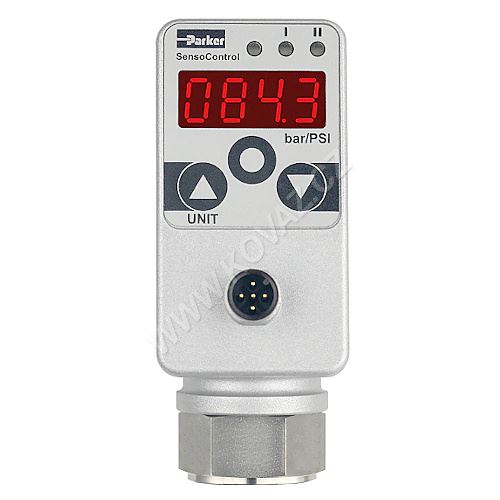 Indikator tlaku kombinující funkce tlakového spínače a tlakového čidla SCPSD