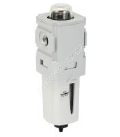 Filtr Mini koalescenční s indikátorem, G1/4&quot;vni, 0.01 µm, 10 bar, max. 3,6 l/s, plastová nádobka, ruční vypouštění