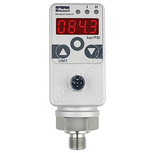 Indikator tlaku kombinující funkce tlakového spínače a tlakového čidla SCPSD