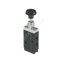 Pneumatický miniaturní šoupátkový ventil, manuálně ovládaný 3/2, G1/8&quot;, vzduch/tlačítko