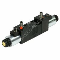 Hydraulický 4/2 směrový ventil s indukčním snímáním poloh, 24V, s manuálním ovládáním