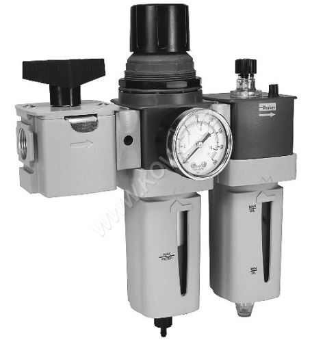 Filtr/Regulátor, přimazávač, blokovací kulový ventil pro úpravu vzduchu P33QA
